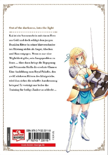 Buchcover und Innenansicht für das Buch: Ankoku Kishi no Ore Desu ga Saikyou no Seikishi o Mezashimasu