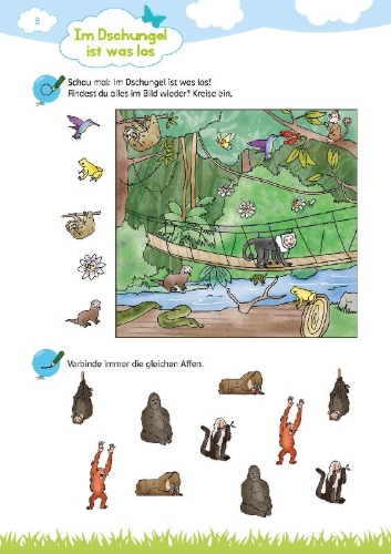 Buchcover und Innenansicht für das Buch: Klett Mein großes buntes Vorschul-Rätselbuch