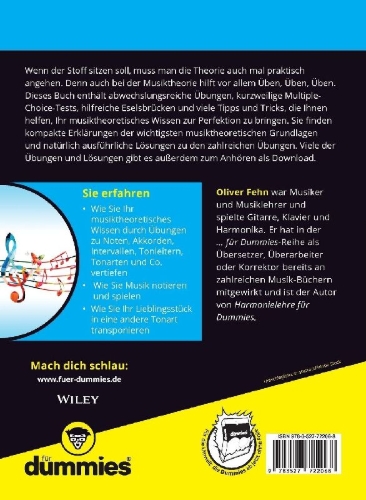 Buchcover und Innenansicht für das Buch: Übungsbuch Musiktheorie für Dummies