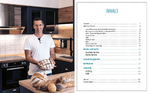 Buchcover und Innenansicht für das Buch: Thomas kocht: Brot, Brötchen und Gebäck