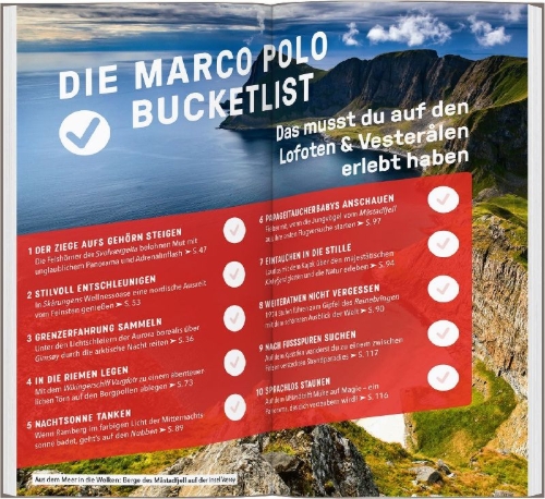 Buchcover und Innenansicht für das Buch: MARCO POLO Reiseführer Lofoten & Vesterålen