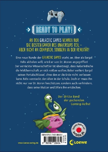 Buchcover und Innenansicht für das Buch: Galactic Gamers (Band 3) - Der Portalschlüssel