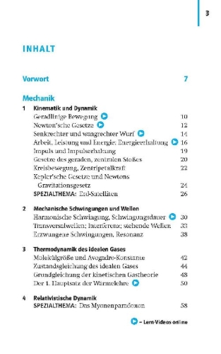 Buchcover und Innenansicht für das Buch: Sicher im Abi Kompakt-Wissen Physik
