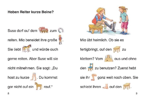 Buchcover und Innenansicht für das Buch: Bildermaus - Geschichten vom Reiterhof