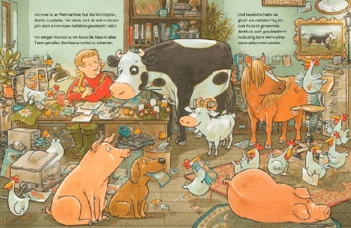Buchcover und Innenansicht für das Buch: Lieselotte Weihnachtskuh