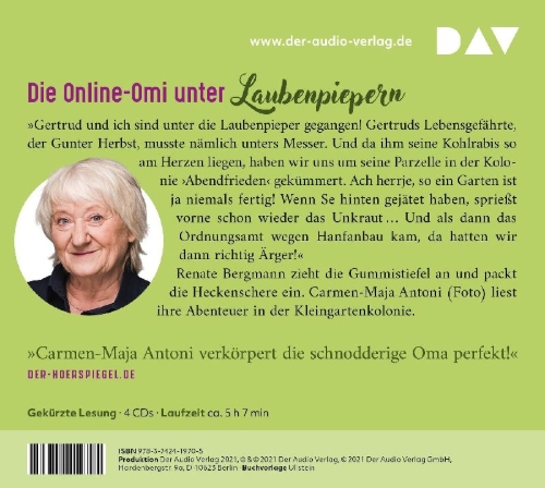 Buchcover und Innenansicht für das Buch: Fertig ist die Laube. Die Online-Omi gärtnert