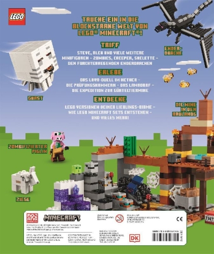 Buchcover und Innenansicht für das Buch: LEGO® Minecraft® Das große Lexikon der Figuren, Kreaturen und Biome