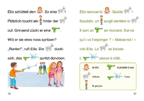 Buchcover und Innenansicht für das Buch: Bildermaus - Mit Bildern Französisch lernen - Schulgeschichten - Histoires d'école
