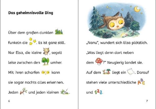 Buchcover und Innenansicht für das Buch: Bildermaus - Die kleine Eule findet einen Schatz