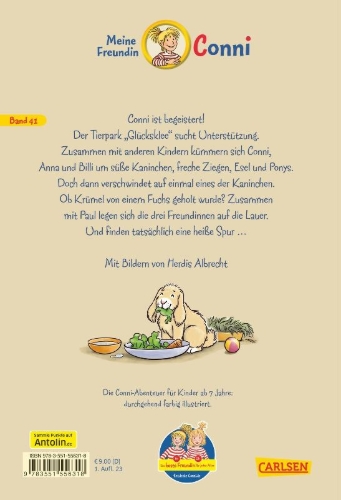Buchcover und Innenansicht für das Buch: Conni Erzählbände 41: Conni und das geklaute Kaninchen