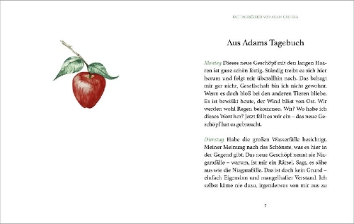 Buchcover und Innenansicht für das Buch: Die Tagebücher von Adam und Eva