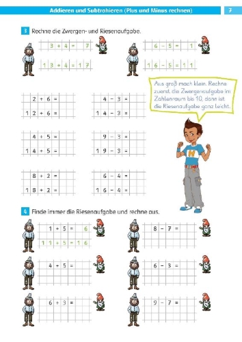 Buchcover und Innenansicht für das Buch: Die Mathe-Helden. Rechnen bis 100. 2. Klasse