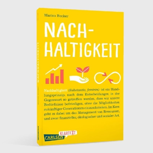 Buchcover und Innenansicht für das Buch: Nachhaltigkeit (Carlsen Klartext)