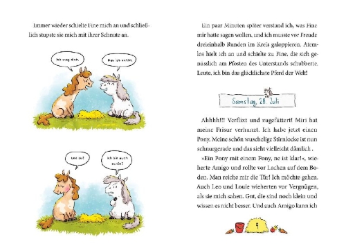 Buchcover und Innenansicht für das Buch: Ich bin Flocke - Alle Hufe voll zu tun!
