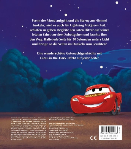 Buchcover und Innenansicht für das Buch: Disney PIXAR Cars: Gute Nacht, Lightning McQueen!