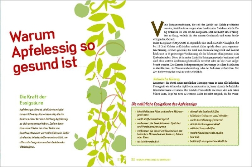 Buchcover und Innenansicht für das Buch: Naturwunder Apfelessig: Über 200 Rezepte für Gesundheit, Schönheit, Haushalt, Ernährung und Idealgewicht. Über 1 Million mal verkauft. Der Bestseller jetzt als aktualisierte Sonderausgabe