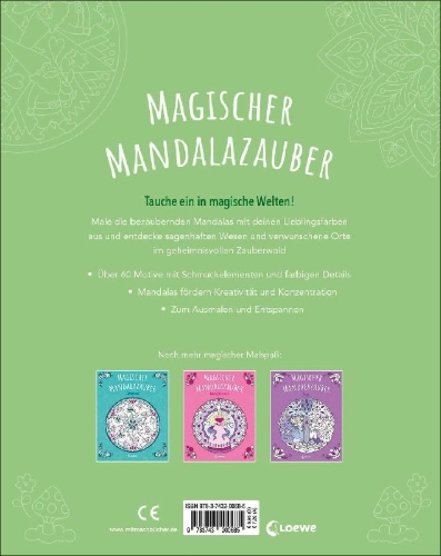 Buchcover und Innenansicht für das Buch: Magischer Mandalazauber - Zauberwald