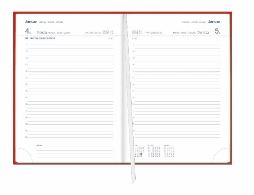 Buchcover und Innenansicht für das Buch: Tages-Cheftimer A5, rot 2027