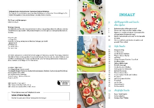 Buchcover und Innenansicht für das Buch: Snacks zuckerfrei für Kinder