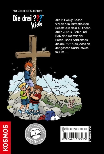 Buchcover und Innenansicht für das Buch: Die drei ??? Kids, 88, Schatz aus dem All