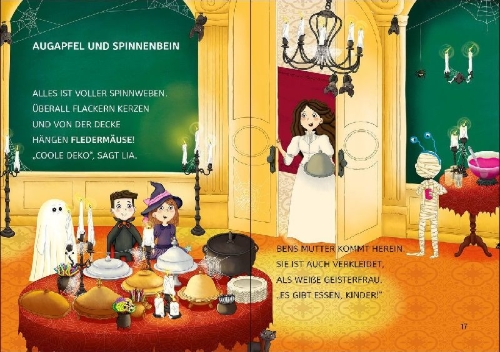 Buchcover und Innenansicht für das Buch: Leselöwen 1. Klasse - Willkommen im Spukschloss! (Großbuchstabenausgabe)