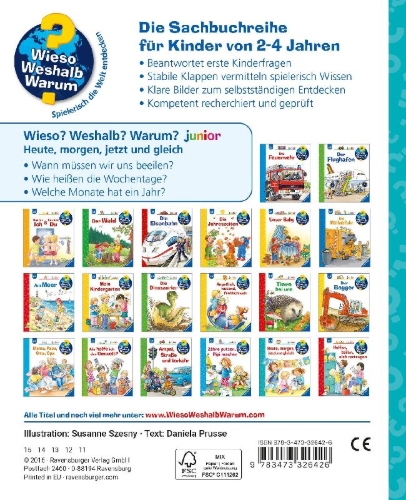 Buchcover und Innenansicht für das Buch: Wieso? Weshalb? Warum? junior, Band 56: Heute, morgen, jetzt und gleich