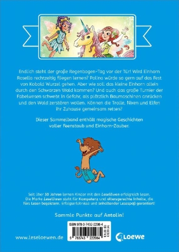 Buchcover und Innenansicht für das Buch: Die schönsten Leselöwen-Geschichten zum ersten Selberlesen - Elfen, Feen und Einhörner