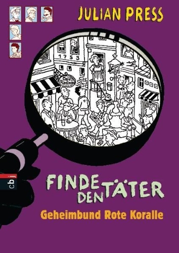 Buchcover und Innenansicht für das Buch: Finde den Täter - Geheimbund Rote Koralle