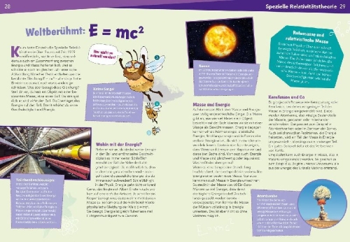 Buchcover und Innenansicht für das Buch: WAS IST WAS Naturwissenschaften easy! Physik. Einsteins Universum.