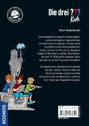 Buchcover und Innenansicht für das Buch: Die drei ??? Kids, Rettet Rocky Beach