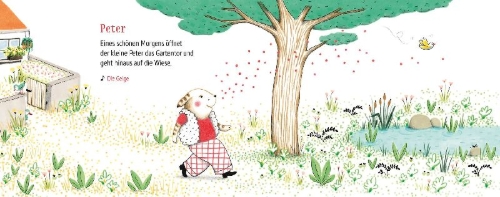 Buchcover und Innenansicht für das Buch: Ich entdecke Peter und der Wolf - Pappbilderbuch mit hochwertigem Sound (Mein kleines Klangbuch)