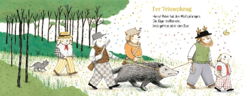 Buchcover und Innenansicht für das Buch: Ich entdecke Peter und der Wolf - Pappbilderbuch mit hochwertigem Sound (Mein kleines Klangbuch)