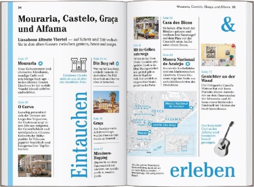 Buchcover und Innenansicht für das Buch: DUMONT Reise-Taschenbuch Reiseführer Lissabon