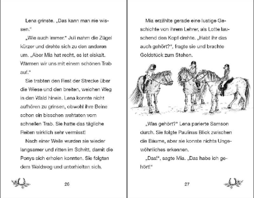 Buchcover und Innenansicht für das Buch: Ponyhof Apfelblüte - Rapunzel und der Spuk im Wald