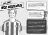 Buchcover und Innenansicht für das Buch: Mein Fußballheld Nick Woltemade - Seine Geschichte, seine Spiele, seine Rekorde