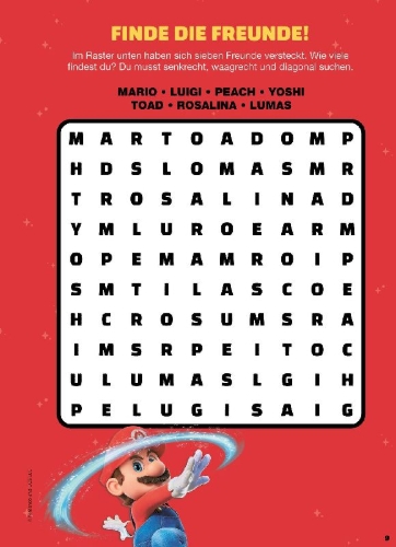 Buchcover und Innenansicht für das Buch: The Super Mario Galaxy Movie Official Activity Book