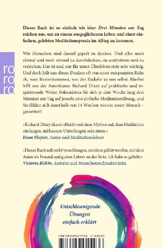 Buchcover und Innenansicht für das Buch: Three Minutes a Day: A Fourteen-Week Course to Learn Meditation and Transform Your Life