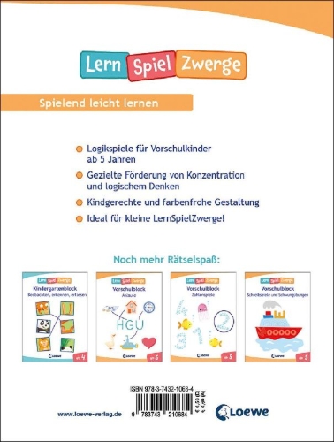 Buchcover und Innenansicht für das Buch: Die neuen LernSpielZwerge - Konzentrieren, kombinieren, logisch denken
