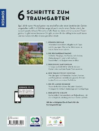 Buchcover und Innenansicht für das Buch: 6 Schritte zum Traumgarten