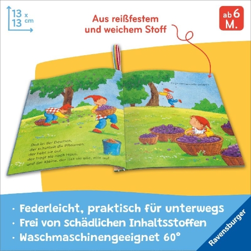 Buchcover und Innenansicht für das Buch: Mein Knuddel-Knautsch-Buch: robust, waschbar und federleicht. Praktisch für zu Hause und unterwegs