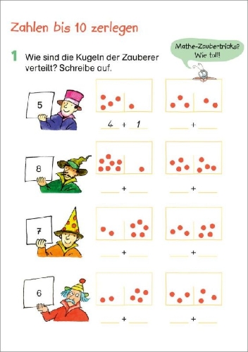 Buchcover und Innenansicht für das Buch: Fit fürs Rechnen 1. Klasse. Mein 5-Minuten-Block