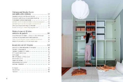 Buchcover und Innenansicht für das Buch: Minimalistisch wohnen