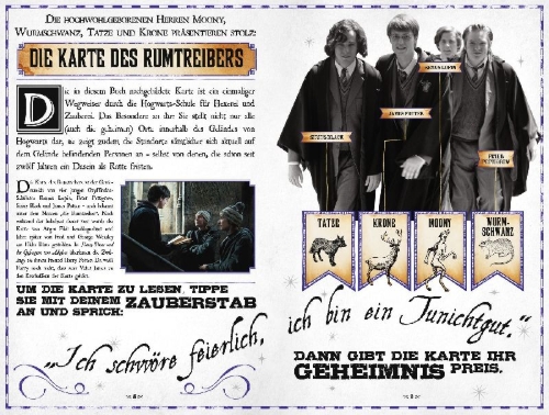 Buchcover und Innenansicht für das Buch: Harry Potter: Marauder's Map Guide to Hogwarts