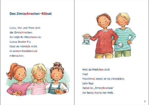 Buchcover und Innenansicht für das Buch: Leselöwen Lesetraining 2. Klasse - Ein Fall für die Mädchenbande