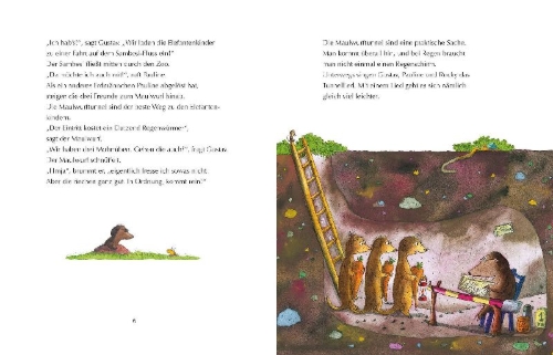 Buchcover und Innenansicht für das Buch: Erdmännchen Gustav und seine lustigsten Abenteuer