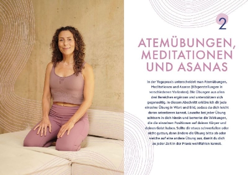 Buchcover und Innenansicht für das Buch: Hormone in Balance mit Yin Yoga