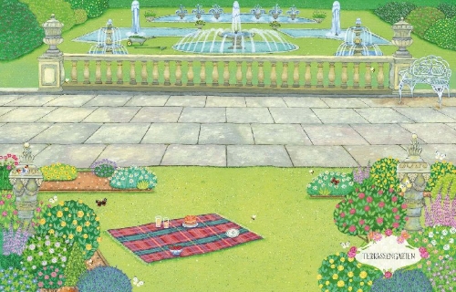 Buchcover und Innenansicht für das Buch: Mein Stickerbuch: Gartenträume