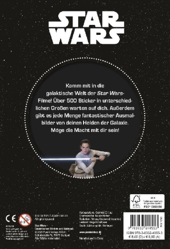 Buchcover und Innenansicht für das Buch: Star Wars: Galaktischer Sticker- und Malspaß
