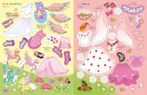 Buchcover und Innenansicht für das Buch: Meine glitzernden Anziehpuppen-Stickerbücher mini