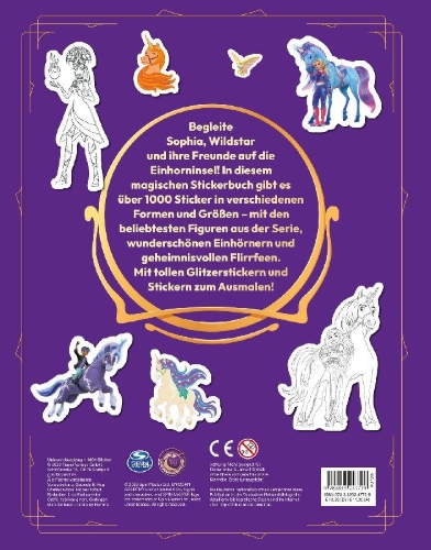 Buchcover und Innenansicht für das Buch: Unicorn Academy: 1001 Sticker